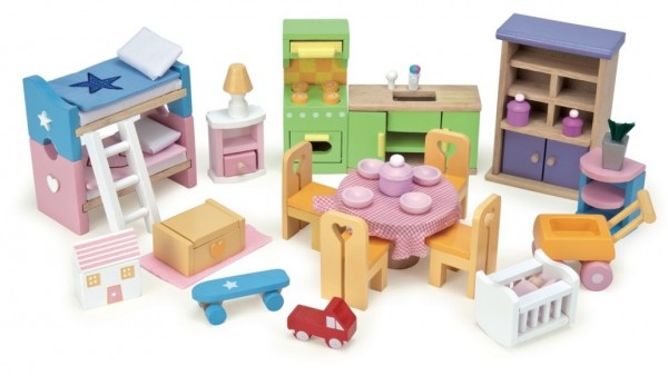 Mobiliario completo casa de muñecas-9790