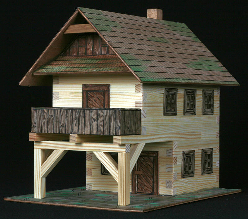 Maqueta para construir casa de pueblo. Juego de madera de construcción